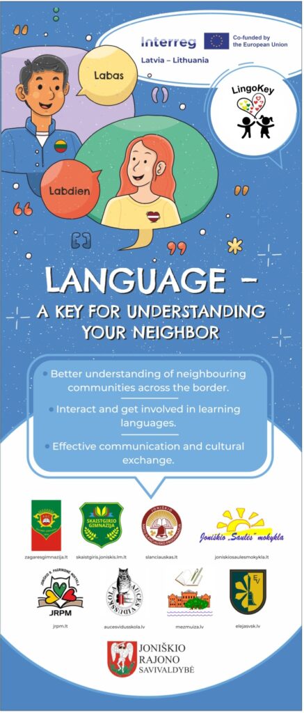 Infographic about the importance of language for understanding neighboring communities, featuring key points on improving communication, engaging in language learning, and fostering cultural exchange.