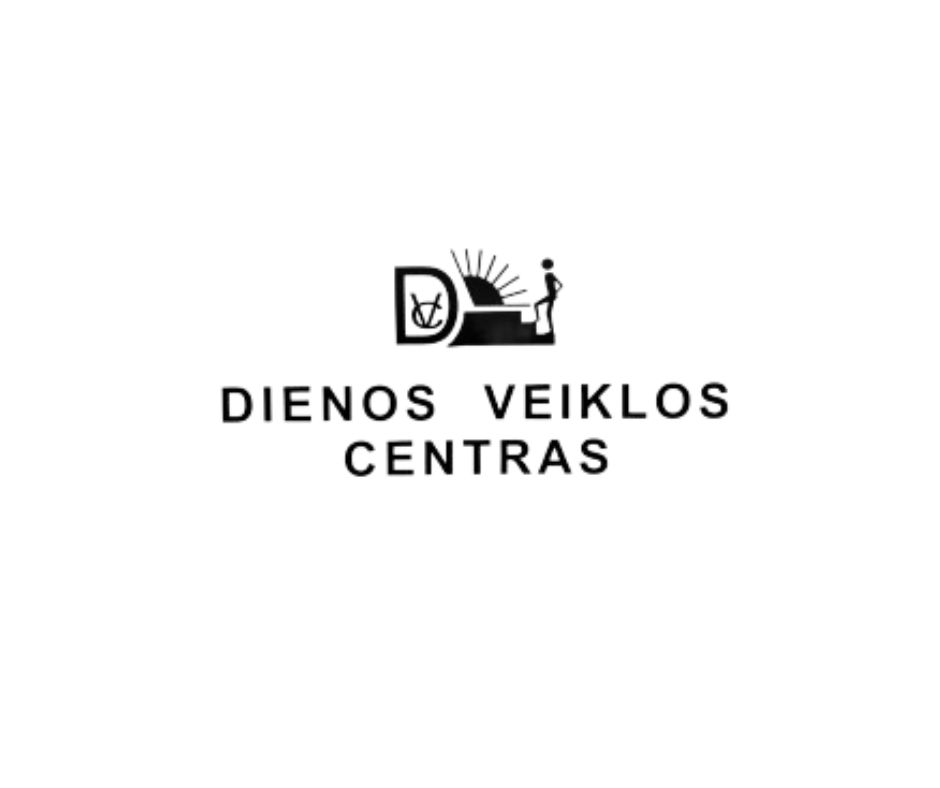 Logo of Dienos Veiklos Centras, featuring a stylized design with the initials "D" and an illustration representing daily activities or services.